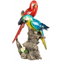 Dekojohnson Dekofigur Papagaienpaar auf Baumstamm