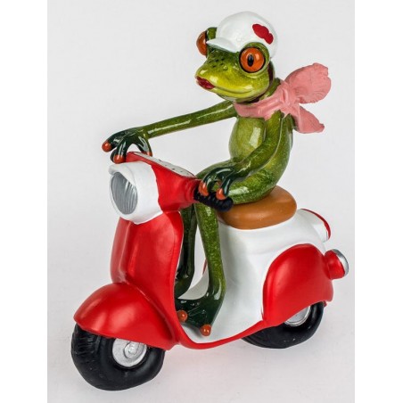 Deko Figur lustiger Frosch auf Roller grün rot 15x16 cm