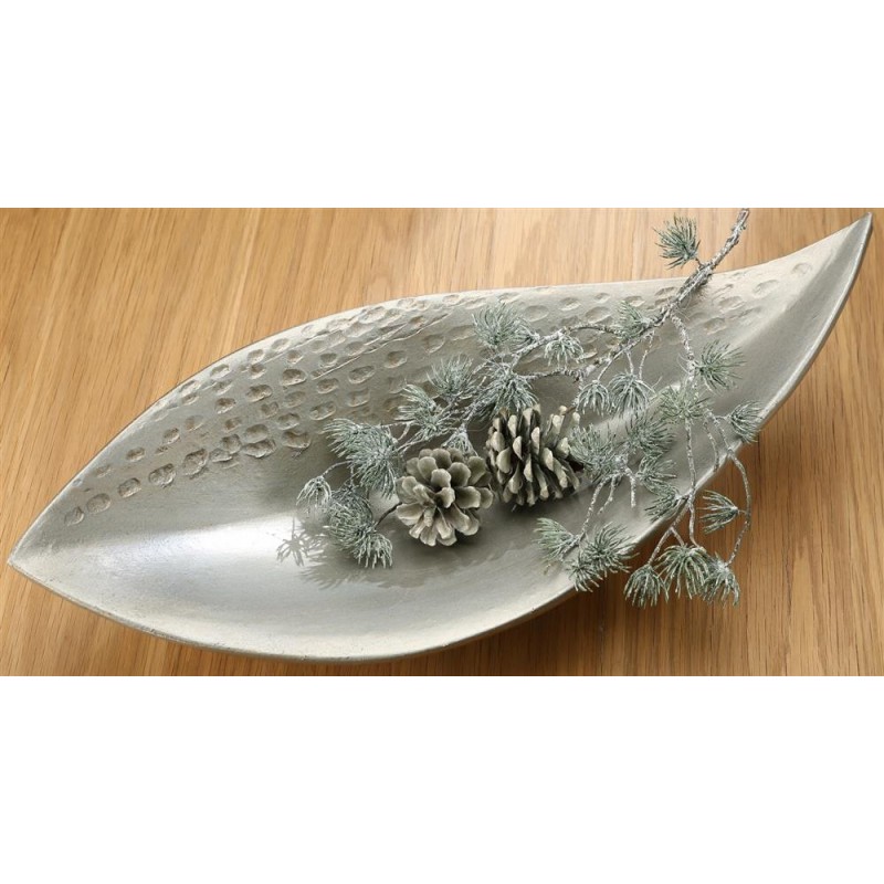 GILDE Dekoschale handgetöpfert Keramik silber 50 cm
