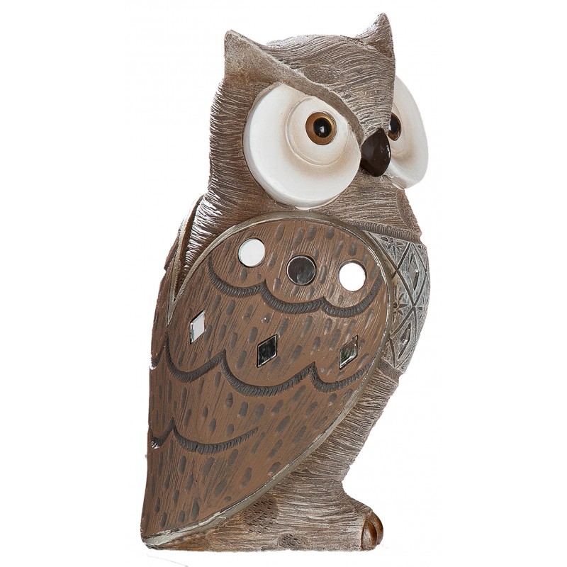dekojohnson Eule Owl Eulen-Figur - Deko-Eule als Eulen Geschenke für Weihnachten Eulen-Skulptur Spiegelmosaik Braun 15cm