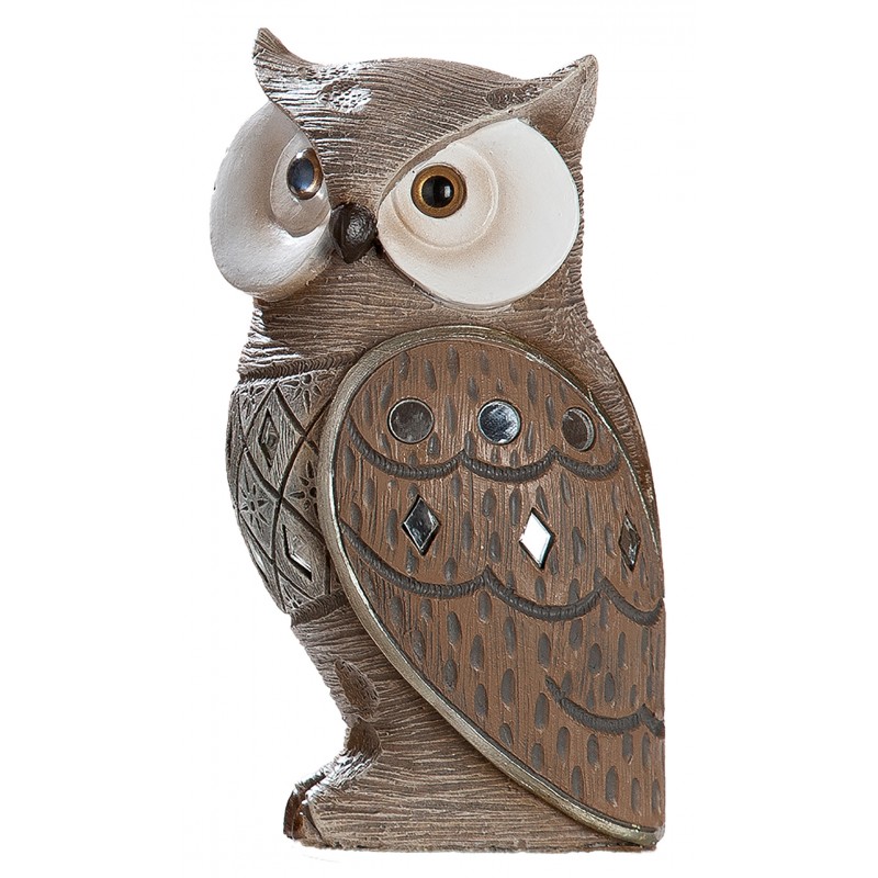 dekojohnson Eule Owl Eulen-Figur - Deko-Eule als Eulen Geschenke für Weihnachten Eulen-Skulptur Spiegelmosaik Braun 19cm