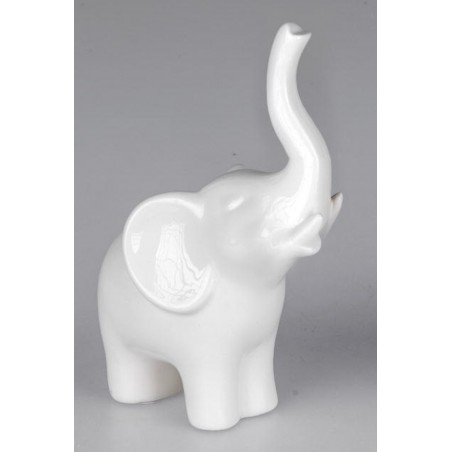 dekojohnson Exklusive Dekofigur Elefant Porzellan stehend weiss 13cm