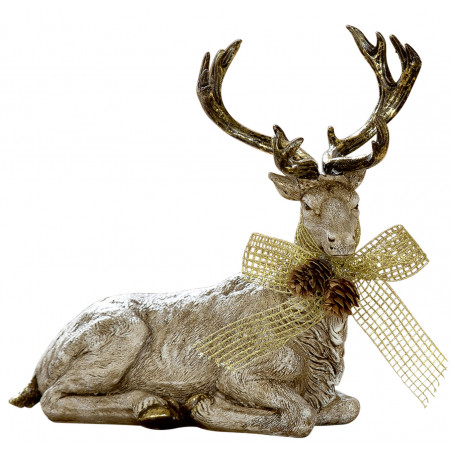 dekojohnson Rentier Weihnachtsdeko Figur gold beige 22x20cm