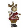 dekojohnson Weihnachts Elch Figur mit Stern rot gold beige 11x21cm