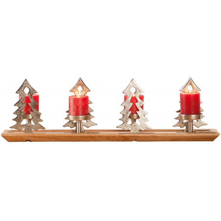 dekojohnson Kerzenhalter Adventskranz Weihnachten silber Alu Holz