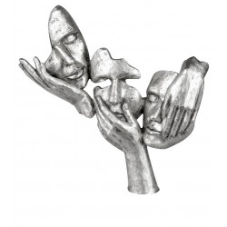 dekojohnson Büste Masken Skulptur Weiss Silber 30x34cm