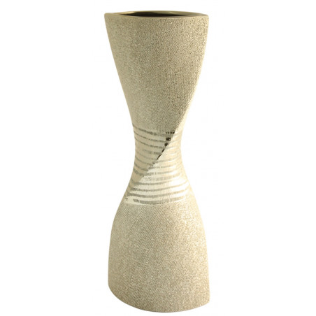 GILDE Moderne Vase Sanduhr champagner Keramik Serie