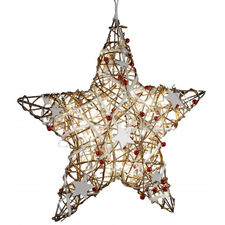 Fensterdeko Weihnachten Metall Stern Rattan LED braun rot 40cm