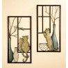 Gilde Wandrelief mit Vase und Katze 2 Stück 40x80 cm