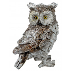 dekojohnson Eule Owl Eulen-Figur Deko-Kautz Herbsteule Herbstdeko/Weihnachten Schneeeule Landhaus Wintereule Grau 20cm Groß