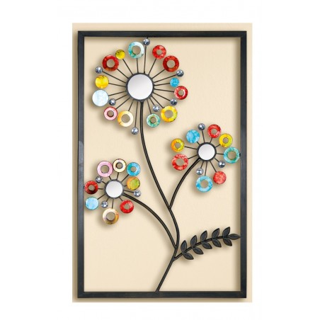GILDE Wanddeko Blume multicolor Spiegel & Acryl 50x80 cm