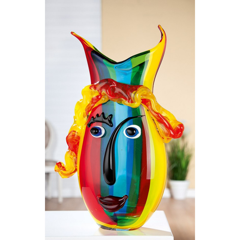 Gilde Glas Art Design Vase Rainbow