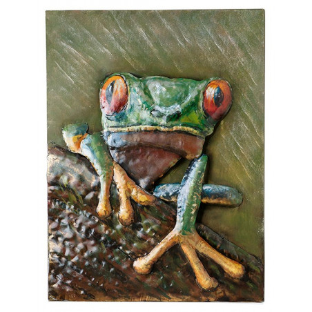 GILDE Metall Bild Watchful Frog 60x80x5 cm