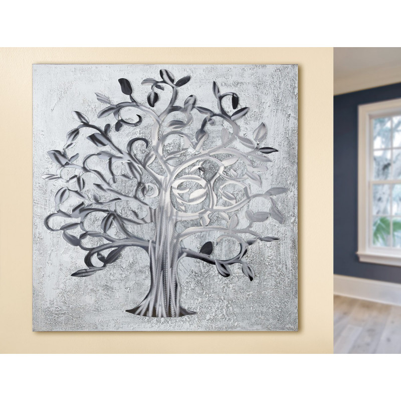 GILDE Gemälde Lebensbaum mit Aluminium Elementen
