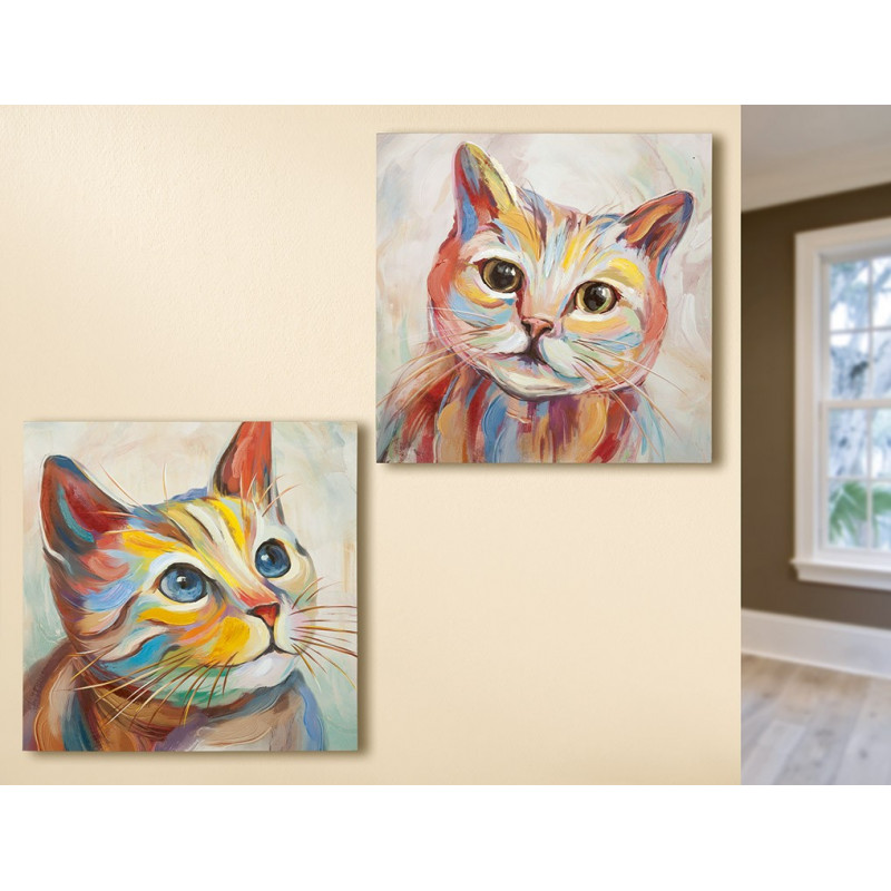 Gilde Gemälde Katzen 2 Stück 60x60 cm