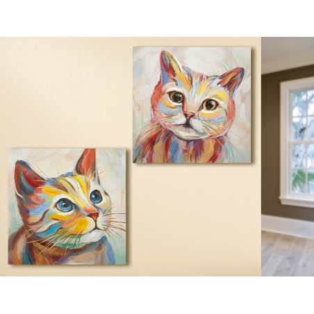 Gilde Gemälde Katzen 2 Stück 60x60 cm