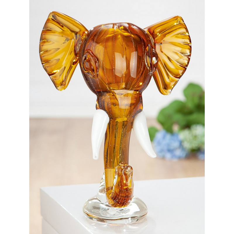 Gilde GlasArt Skulptur Elefantenbüste amber