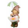dekojohnson Deko-Figur Kind Mädchen stehend Regenschirm Blume rosa Herbstdeko Frühjahrsdeko für Innen und Außen 23cm groß