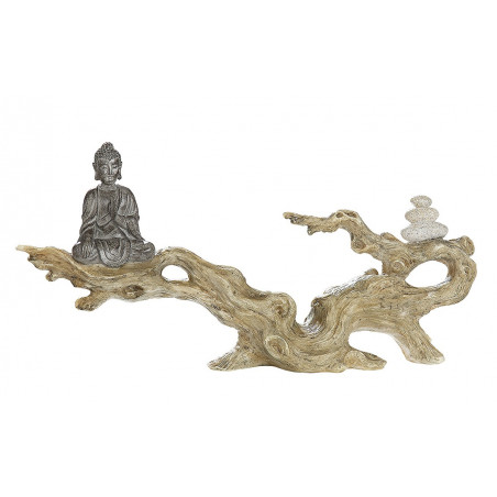 Gilde Figur Buddha auf Baumstamm sitzend