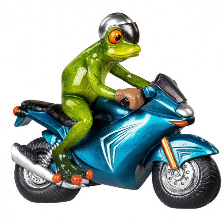 lustiger Frosch auf dem Motorrad Deko Frosch Figur Biker Zierfigur Tierfigur trendig witzig