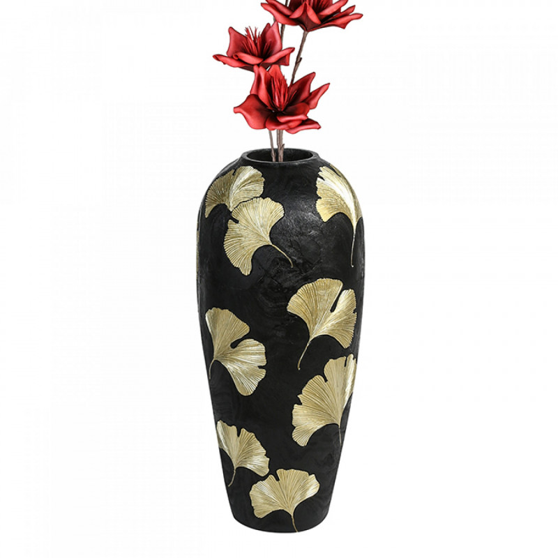 Casablanca Vase Ginkgo schwarz gold