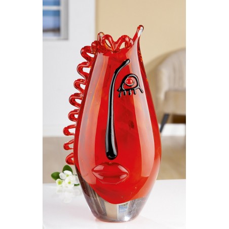 Gilde GlasArt Design Vase Clear Red Vista