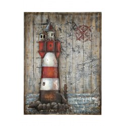 GILDE Gemälde Leuchtturm auf Holz
