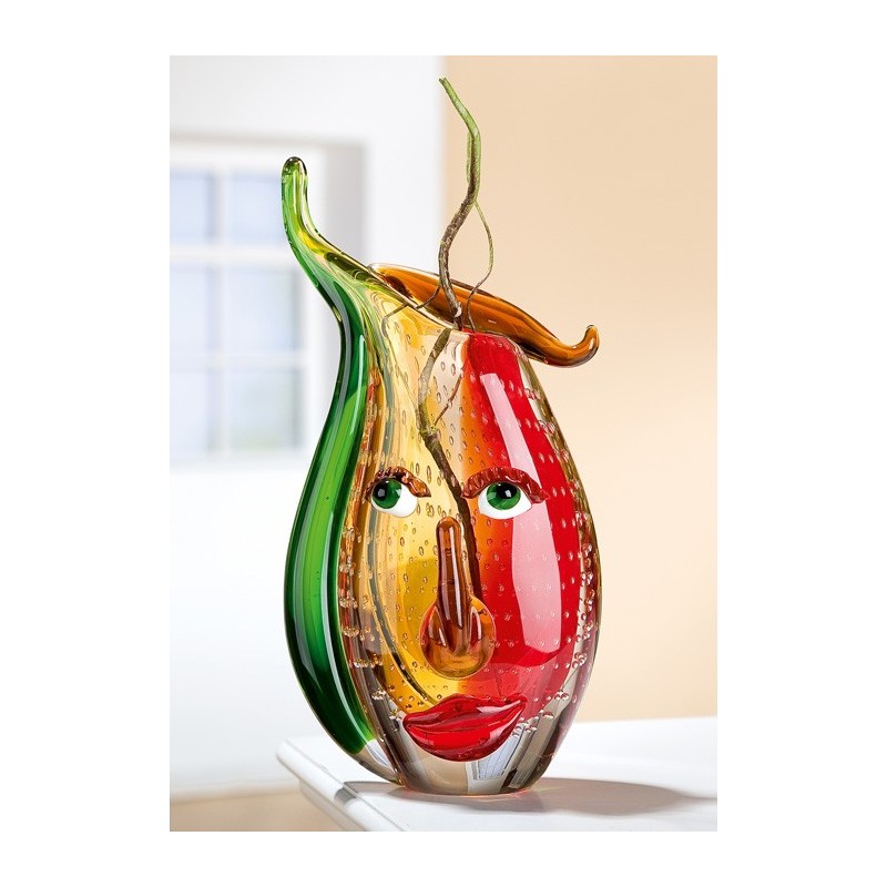 Gilde GlasArt Design Gesichts Vase Musetto