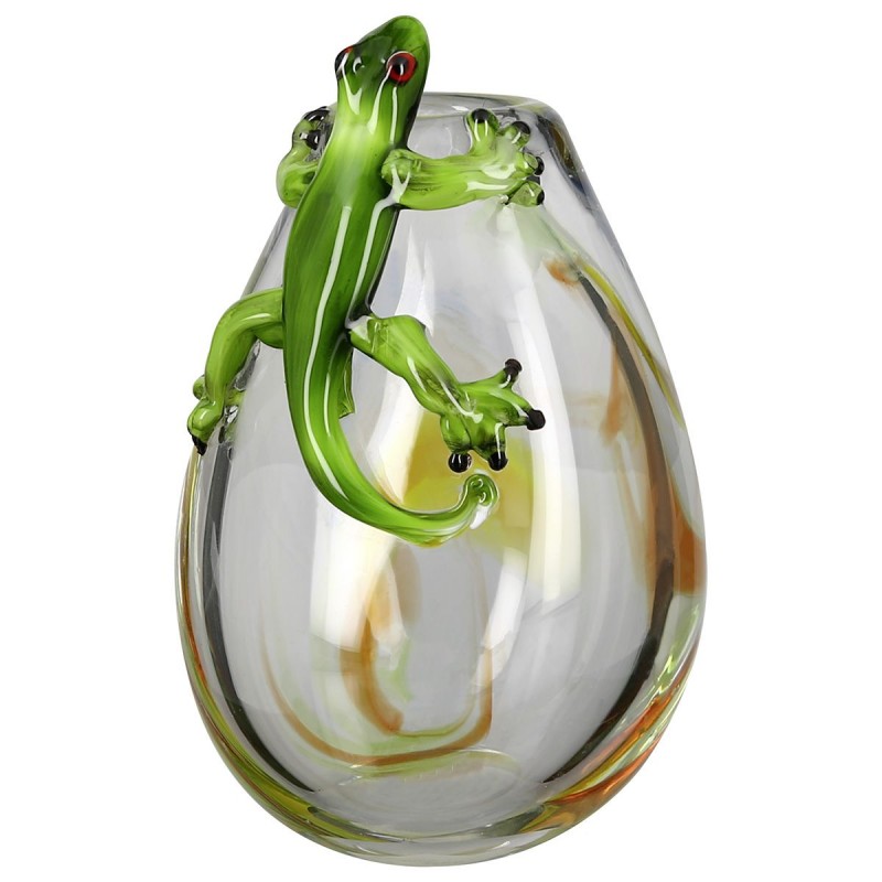 Gilde GlasArt Design Vase Gecko