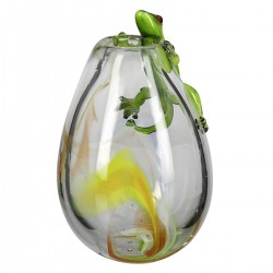 Gilde GlasArt Design Vase Gecko grün weiß