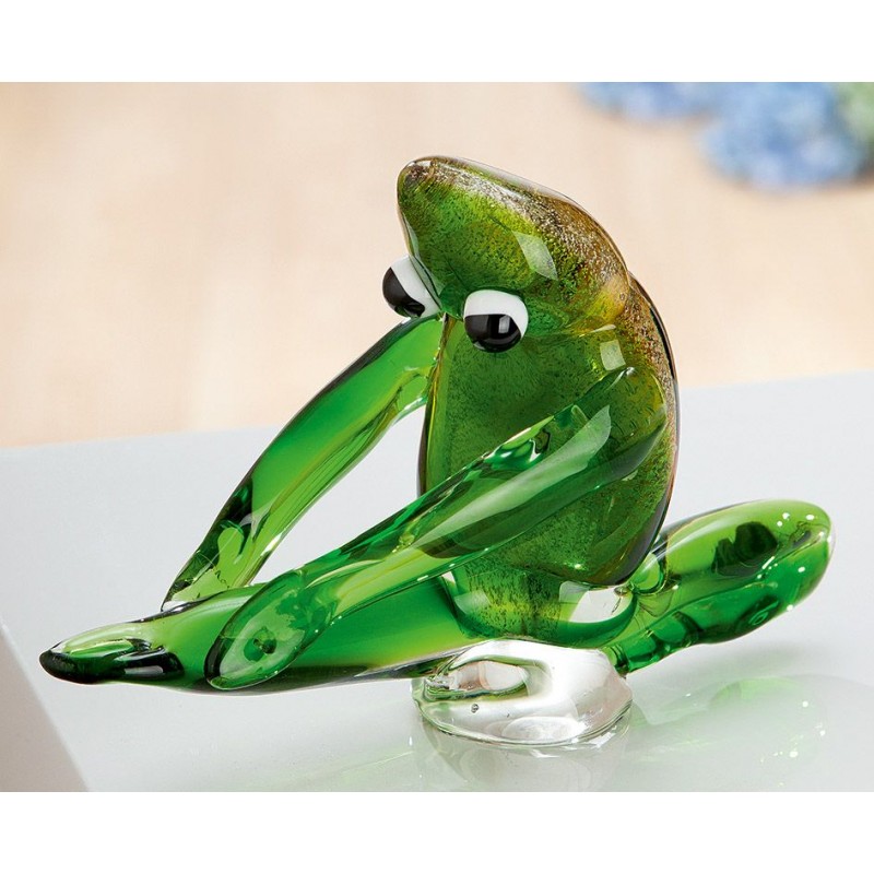 Gilde GlasArt Skulptur Yoga-Frosch dehnend