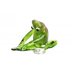Gilde GlasArt Skulptur Yoga-Frosch dehnend grün
