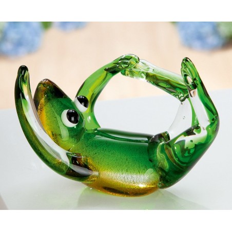 Gilde GlasArt Skulptur Yoga-Frosch liegend