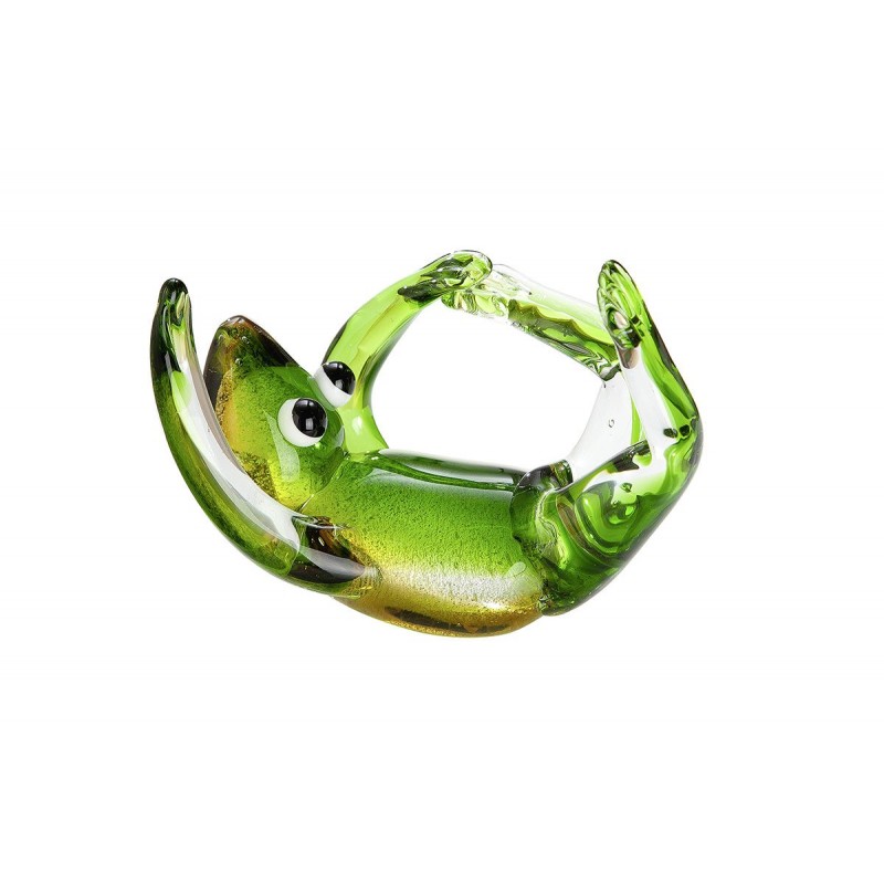 Gilde GlasArt Skulptur Yoga-Frosch liegend grün amber