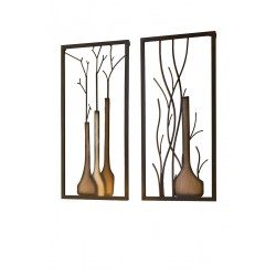 Gilde Metall Wandrelief Vase schwarz braun