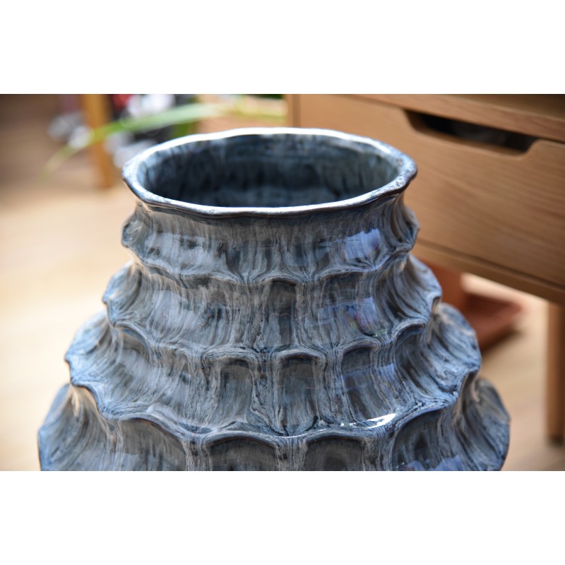 Casablanca Keramik Vase Casual blau weiß Marmoroptik