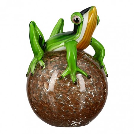 Gilde Glasskulptur Frosch auf Kugel