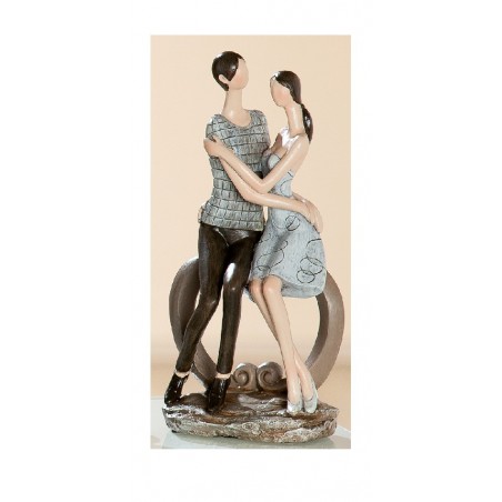 Skulptur Herzbogen Paar Liebespärchen braun beige, 18x12x24 cm
