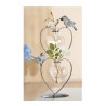 GILDE Dekoherzvase aus Metall und Glas mit zwei Vögeln, grau matt, 18x10x29 cm
