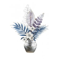 Gilde Metall Wandrelief Vase mit Blumen