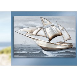 GILDE Metall Bild Segelboot mit Alu Elementen