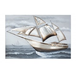 GILDE Metall Bild Segelboot mit Alu Elementen