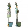 Gilde Metall Figur Froschpaar mit Blumentopf