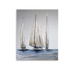 Gilde Gemälde Sailing weiß grau silber