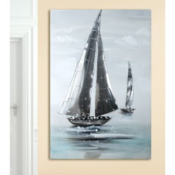 Gilde Gemälde Sailing Boat grau silber - 1