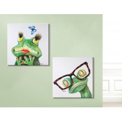Gilde Bild Frogs mit Brille und Schmetterling 2 Stück - 3