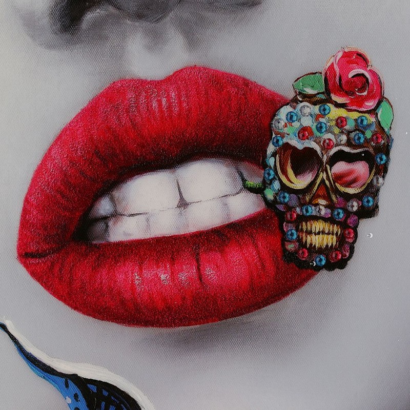 Girl Bild Street Art mit Lippenstift