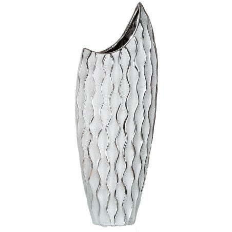 dekojohnson Dekovase aus Keramik silber 7,5x18,5x46 cm